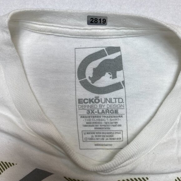 Vintage Ecko Unltd T-Shirt Men's 3XL White Short Sleeve Hip Hop Big Graphic Y2K - Picture 8 of 12